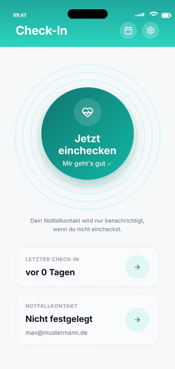 Lebenssignal-App: Check-in-Bildschirm